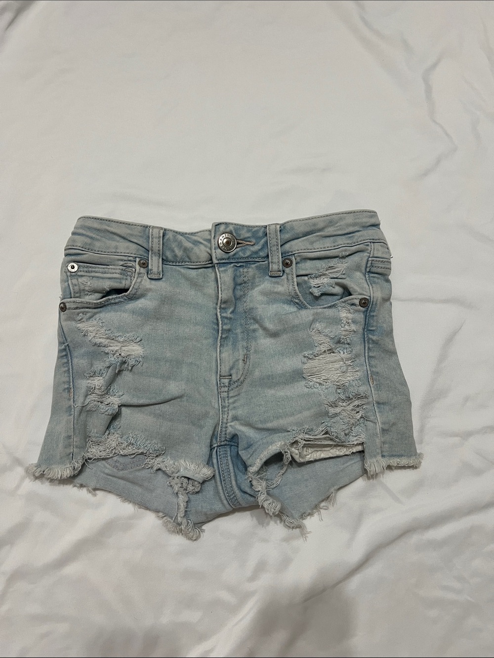 American Eagle Outfitters Light Wash Ripped Denim Shorts